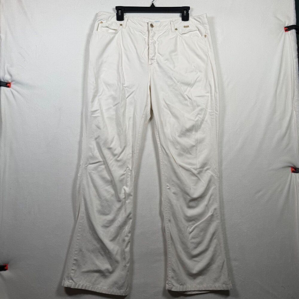 Escada Sport White Denim Jeans Womens 44 US 12 Made In Italy Straight Leg Cotton